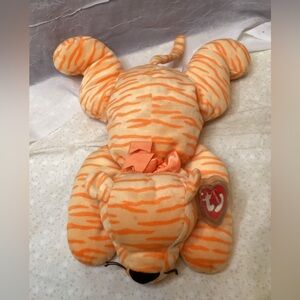 Ty Pillow Pal Purr the Cat Retired New with Tags Orange Kitten Plush Toy